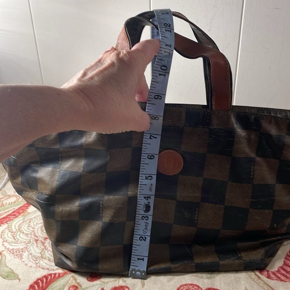 Fendi Sac a main en toile Checkered Tote Bag Brown and Black As Is Vintage - Picture 5 of 17